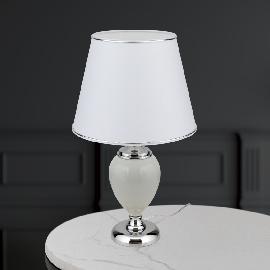 Galda lampa OVUM 1xE27/40W/230V 48 cm keramika balta/spīdīgi hromēts