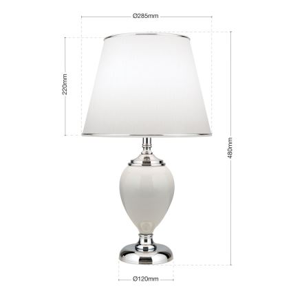 Galda lampa OVUM 1xE27/40W/230V 48 cm keramika balta/spīdīgi hromēts