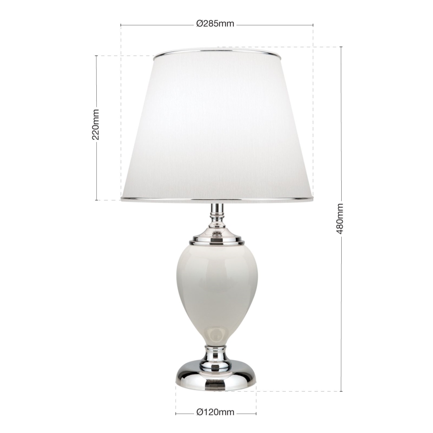 Galda lampa OVUM 1xE27/40W/230V 48 cm keramika balta/spīdīgi hromēts