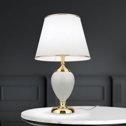 Galda lampa OVUM 1xE27/40W/230V 48 cm keramika balta/zelta