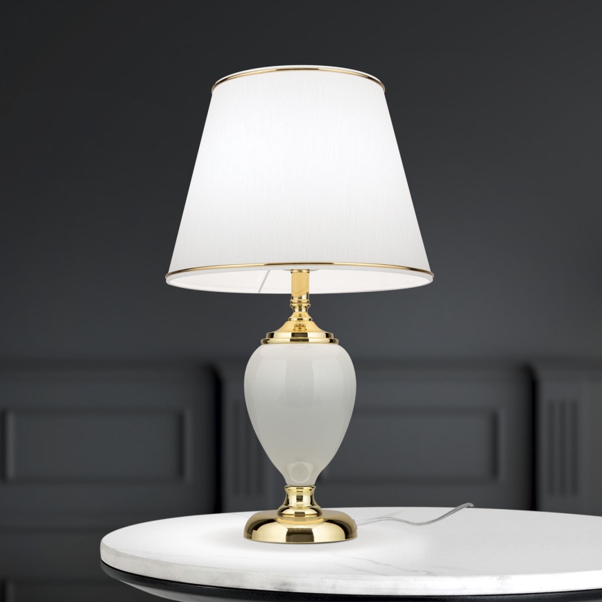 Galda lampa OVUM 1xE27/40W/230V 48 cm keramika balta/zelta