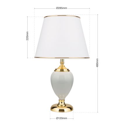 Galda lampa OVUM 1xE27/40W/230V 48 cm keramika balta/zelta
