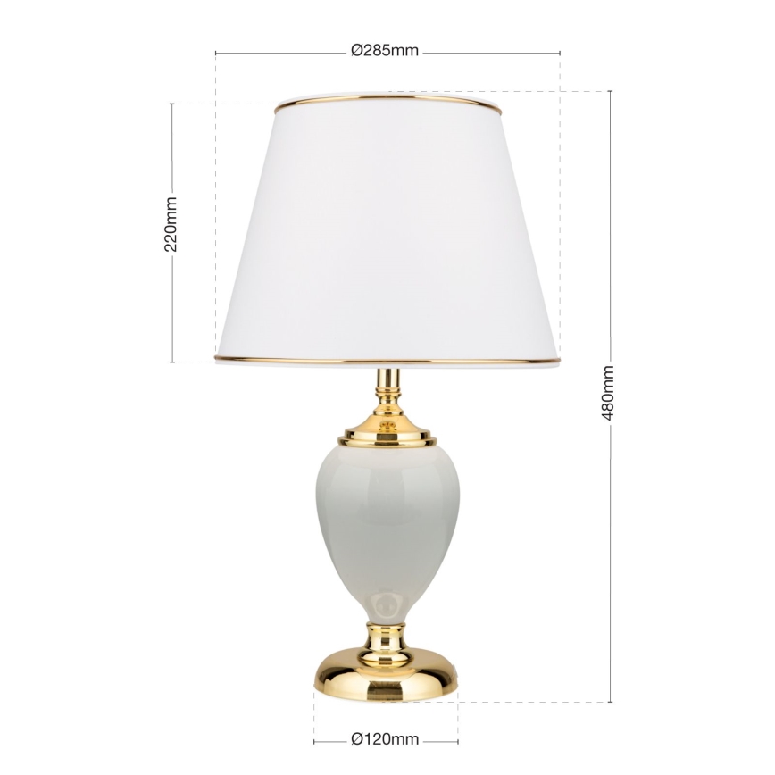 Galda lampa OVUM 1xE27/40W/230V 48 cm keramika balta/zelta
