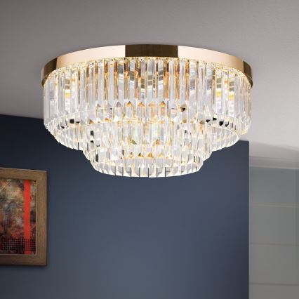 LED Aptumšojama kristāla griestu lampa PRISM LED/80W/230V d. 55 cm 24K zelta