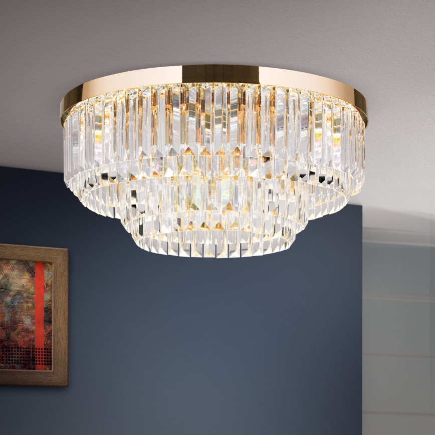 LED Aptumšojama kristāla griestu lampa PRISM LED/80W/230V d. 55 cm 24K zelta