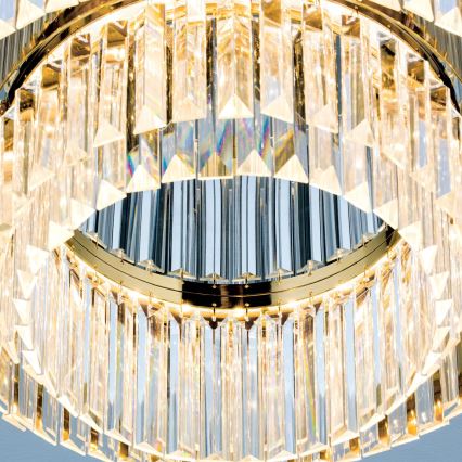 LED Aptumšojama kristāla griestu lampa PRISM LED/80W/230V d. 55 cm 24K zelta