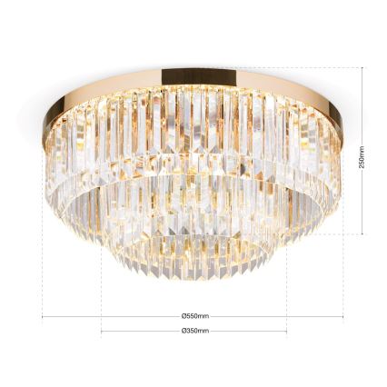 LED Aptumšojama kristāla griestu lampa PRISM LED/80W/230V d. 55 cm 24K zelta