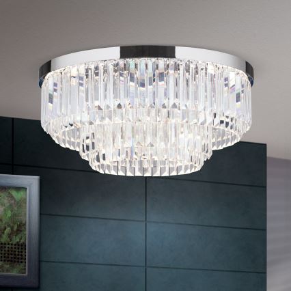 LED Aptumšojama kristāla griestu lampa PRISM LED/80W/230V d. 55 cm spīdīgi hromēts