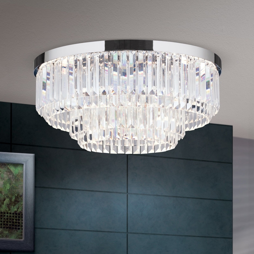 LED Aptumšojama kristāla griestu lampa PRISM LED/80W/230V d. 55 cm spīdīgi hromēts