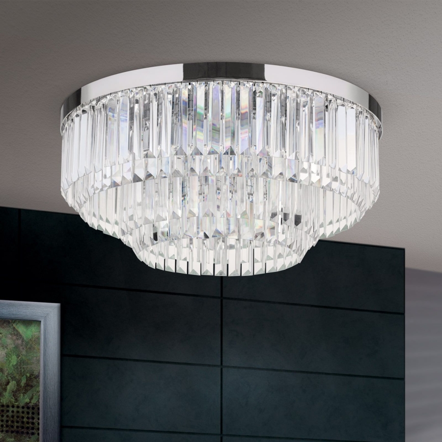 LED Aptumšojama kristāla griestu lampa PRISM LED/80W/230V d. 55 cm spīdīgi hromēts