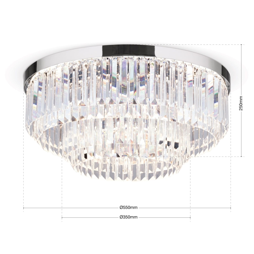 LED Aptumšojama kristāla griestu lampa PRISM LED/80W/230V d. 55 cm spīdīgi hromēts