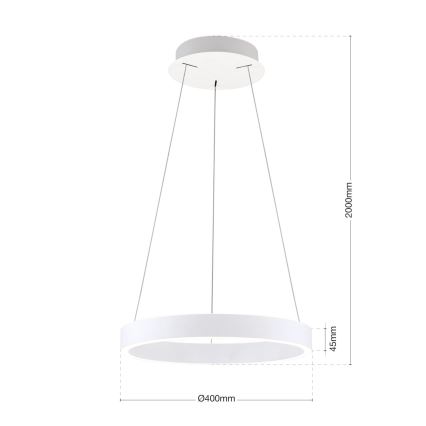 LED lustra ar regulējamu spilgtumu uz vada KOLK LED/40W/230V 2700/3000/4000K Ø40 cm balta