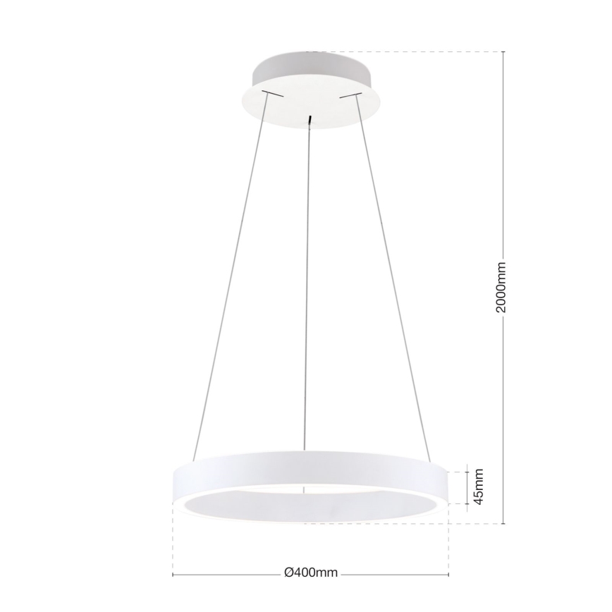 LED lustra ar regulējamu spilgtumu uz vada KOLK LED/40W/230V 2700/3000/4000K Ø40 cm balta