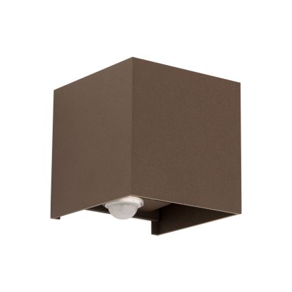 Āra sienas lampa ar kustības un gaismas sensoru CUBE-S LED/13W/230V IP54 brūna