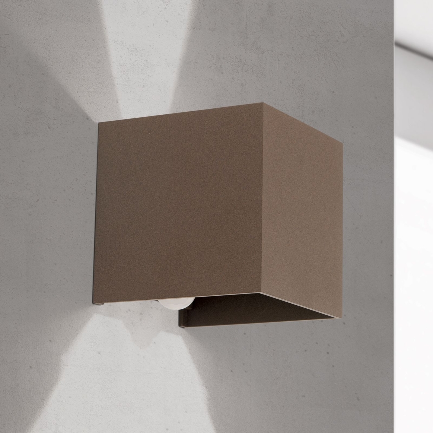 Āra sienas lampa ar kustības un gaismas sensoru CUBE-S LED/13W/230V IP54 brūna