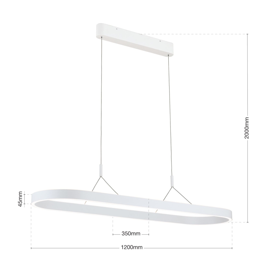 LED lustra uz troses CARRARA LED/80W/230V, ar izvēlējamu krāsu temperatūru 2700/3000/4000K, balta