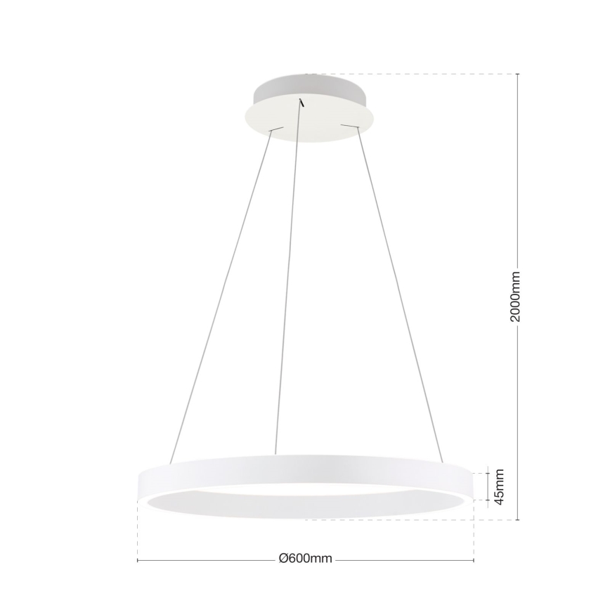 LED regulējama lustra ar kabeli KOLK LED/60W/230V 2700/3000/4000K pr. 60 cm balta