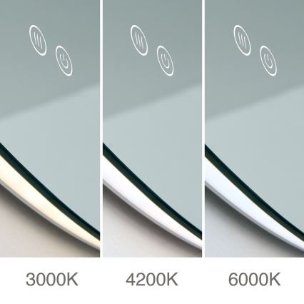 Sienas spogulis vannas istabai ar apgaismojumu un apsildi FOCUS LED/30W/230V 3000/4200/6000K Ø 100 cm IP44