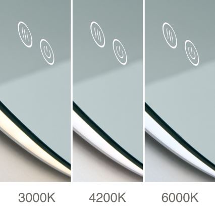 LED vannas istabas apsildāms sienas spogulis ar apgaismojumu FOCUS LED/27W/230V 3000/4200/6000K diam. 80 cm IP44