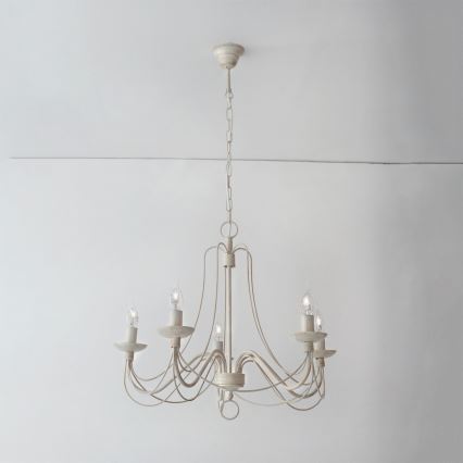 Lustra ar ķēdi VELA 5xE14/40W/230V d. 60 cm balta/zelta/patina