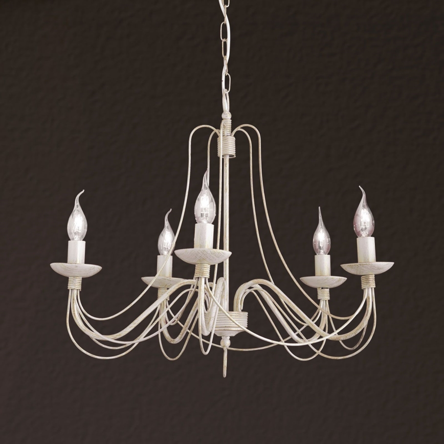 Lustra ar ķēdi VELA 5xE14/40W/230V d. 60 cm balta/zelta/patina