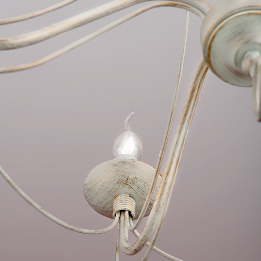 Lustra ar ķēdi VELA 5xE14/40W/230V d. 60 cm balta/zelta/patina