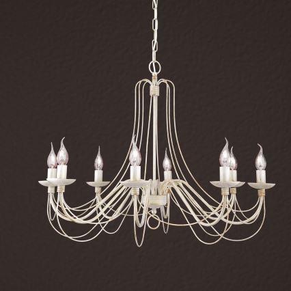 Lustra ar ķēdi VELA 8xE14/40W/230V d. 80 cm balta/zelta/patina