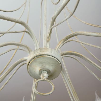 Lustra ar ķēdi VELA 8xE14/40W/230V d. 80 cm balta/zelta/patina