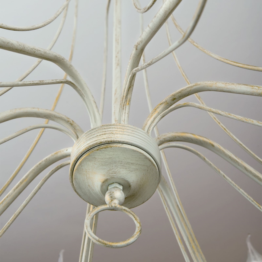 Lustra ar ķēdi VELA 8xE14/40W/230V d. 80 cm balta/zelta/patina