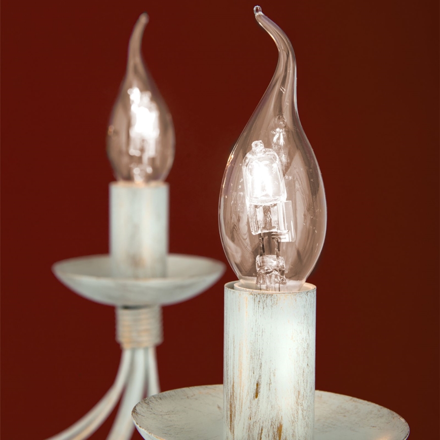 Lustra ar ķēdi VELA 8xE14/40W/230V d. 80 cm balta/zelta/patina