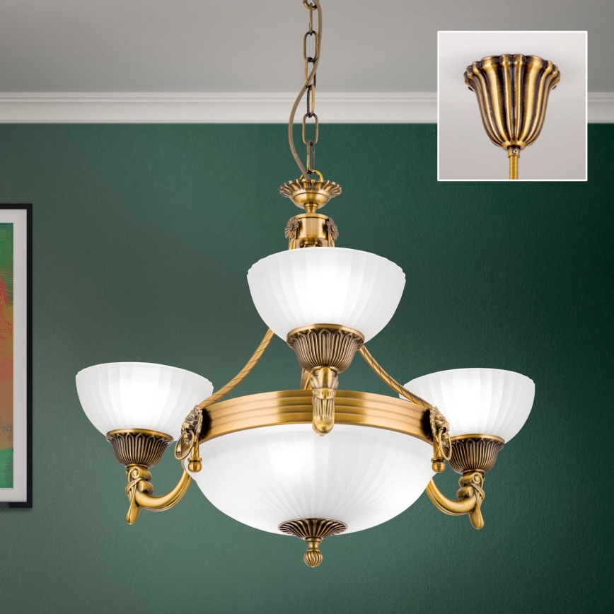 Lustra ar ķēdi ROCCA 6xE27/60W/230V d. 64 cm bronza/balta
