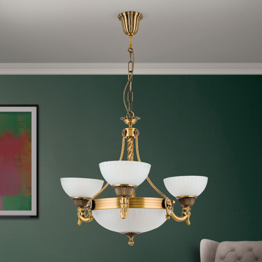 Lustra ar ķēdi ROCCA 6xE27/60W/230V d. 64 cm bronza/balta