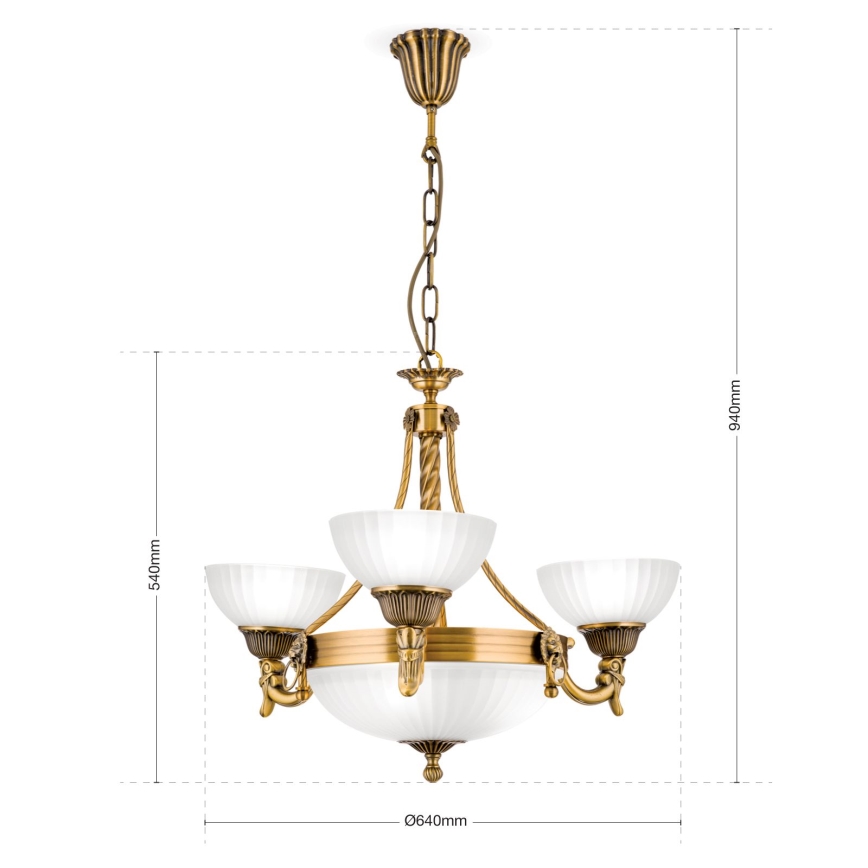 Lustra ar ķēdi ROCCA 6xE27/60W/230V d. 64 cm bronza/balta