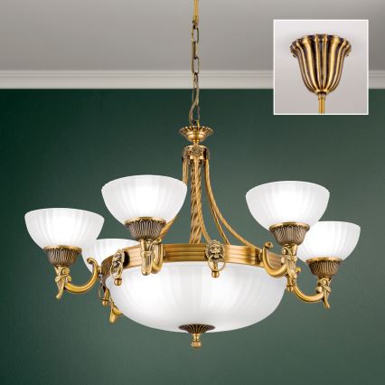 Lustra ar ķēdi ROCCA 9xE27/60W/230V d. 75 cm bronza/balta
