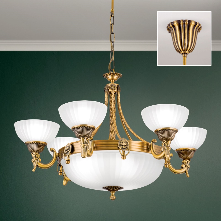 Lustra ar ķēdi ROCCA 9xE27/60W/230V d. 75 cm bronza/balta