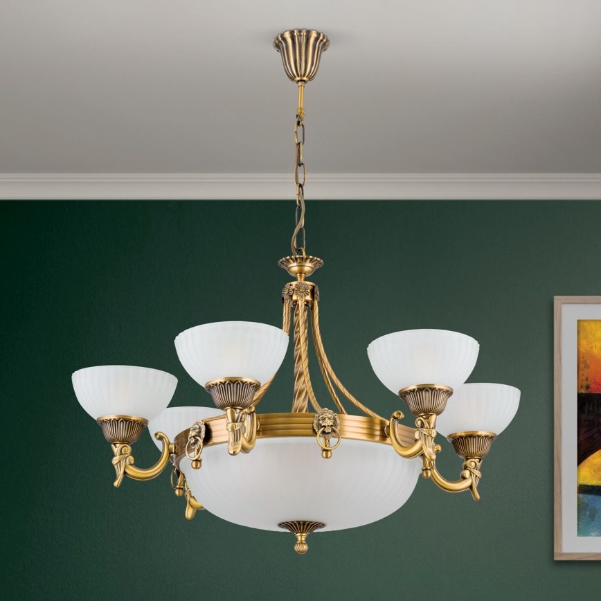 Lustra ar ķēdi ROCCA 9xE27/60W/230V d. 75 cm bronza/balta