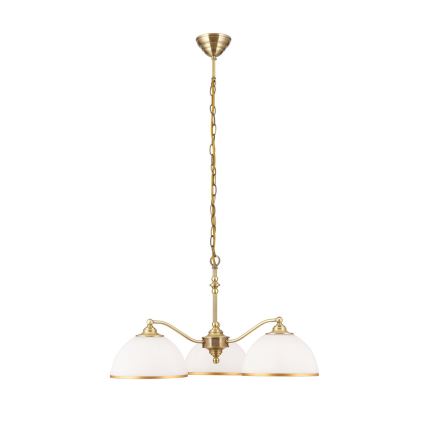 Lustra ar ķēdi OLD LAMP 3xE27/40W/230V d. 65 cm balta/misiņš
