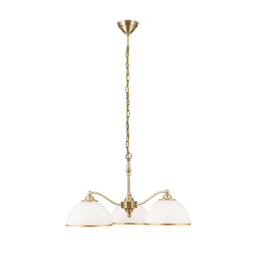 Lustra ar ķēdi OLD LAMP 3xE27/40W/230V d. 65 cm balta/misiņš