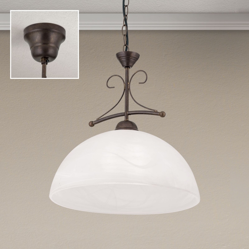 lustra ar ķēdi RULA 1xE27/40W/230V Ø 35 cm balta/bronza