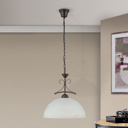 lustra ar ķēdi RULA 1xE27/40W/230V Ø 35 cm balta/bronza