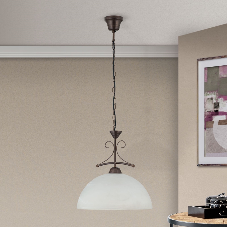 lustra ar ķēdi RULA 1xE27/40W/230V Ø 35 cm balta/bronza
