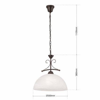 lustra ar ķēdi RULA 1xE27/40W/230V Ø 35 cm balta/bronza
