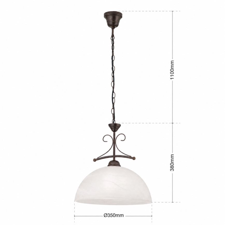 lustra ar ķēdi RULA 1xE27/40W/230V Ø 35 cm balta/bronza