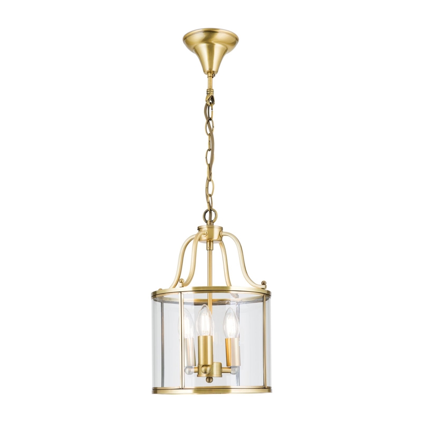 Lustra ar ķēdi BRUNO 3xE14/40W/230V Ø 25 cm zelta