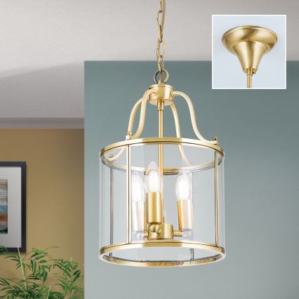 Lustra ar ķēdi BRUNO 3xE14/40W/230V Ø 25 cm zelta