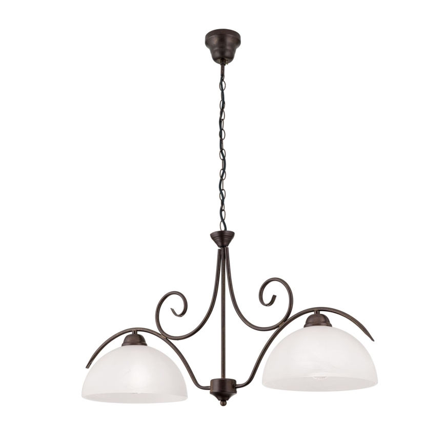 Lustra uz ķēdes RULA 2xE27/40W/230V balta/bronza