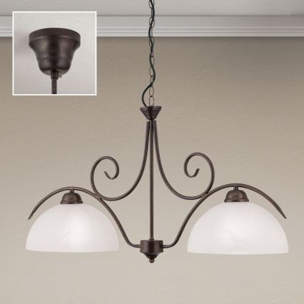 Lustra uz ķēdes RULA 2xE27/40W/230V balta/bronza