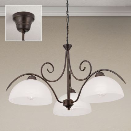 lustra uz ķēdes RULA 3xE27/40W/230V Ø 70 cm balta/bronza