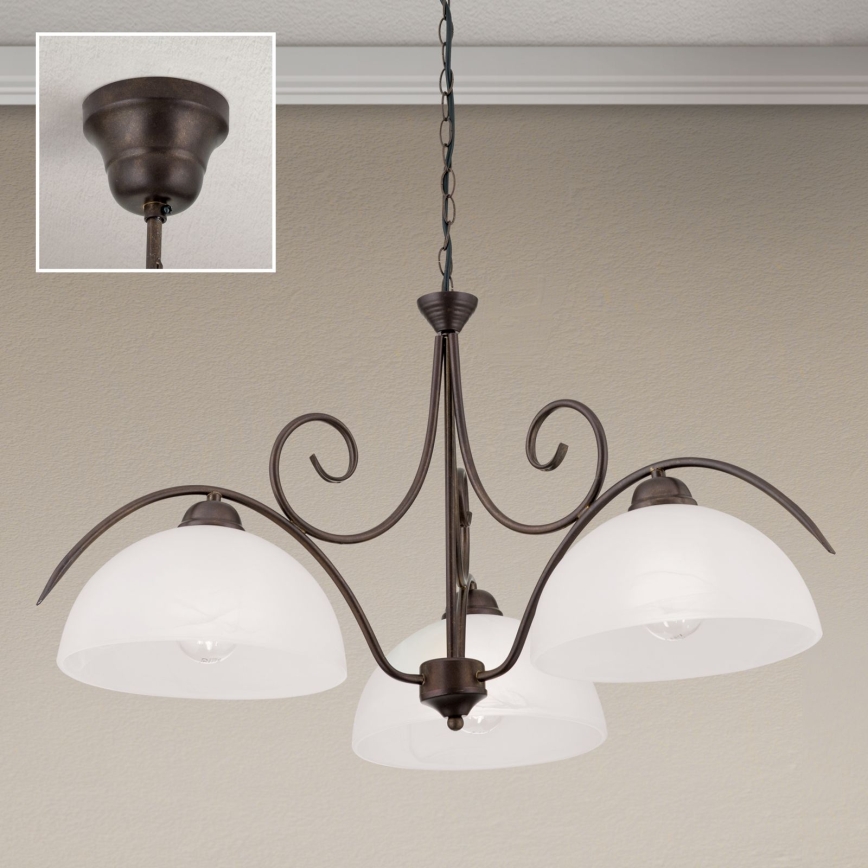lustra uz ķēdes RULA 3xE27/40W/230V Ø 70 cm balta/bronza