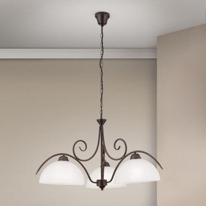 lustra uz ķēdes RULA 3xE27/40W/230V Ø 70 cm balta/bronza